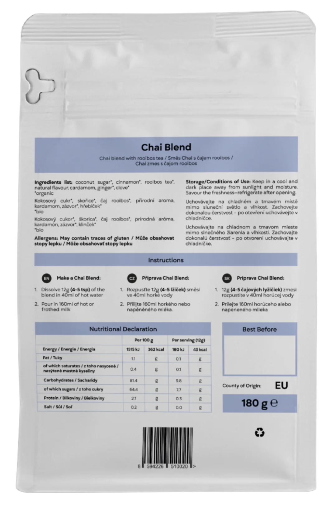 Zmes Chai s rooibos čajom 180g
